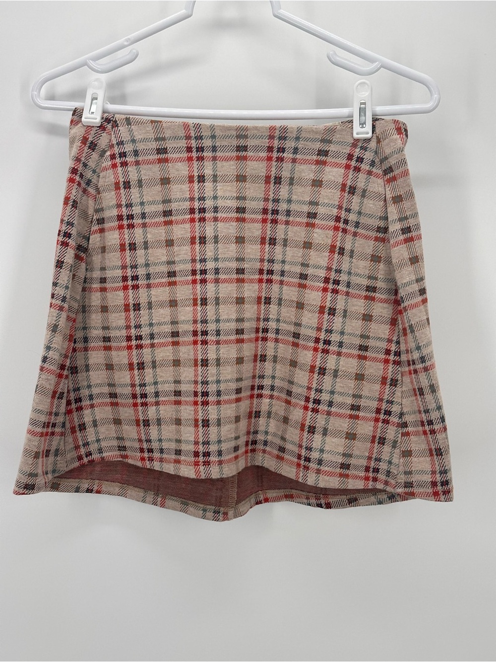 Altar'd State Beige Plaid Mini Skirt Casual